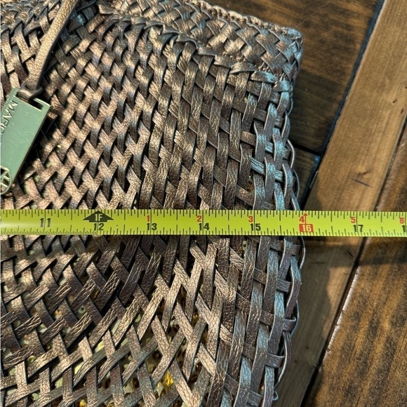 Marc Fisher Bronze Metallic & Gold Sequin Basket Weave Faux Leather Shoulder Bag - Picture 12 of 12